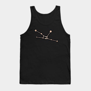 Taurus Zodiac Constellation in Rose Gold - Black Tank Top